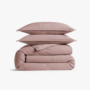 King/California King Honeycomb Cotton Duvet Cover & Sham Set Petal -
